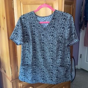 Grey cheetah print scrub top